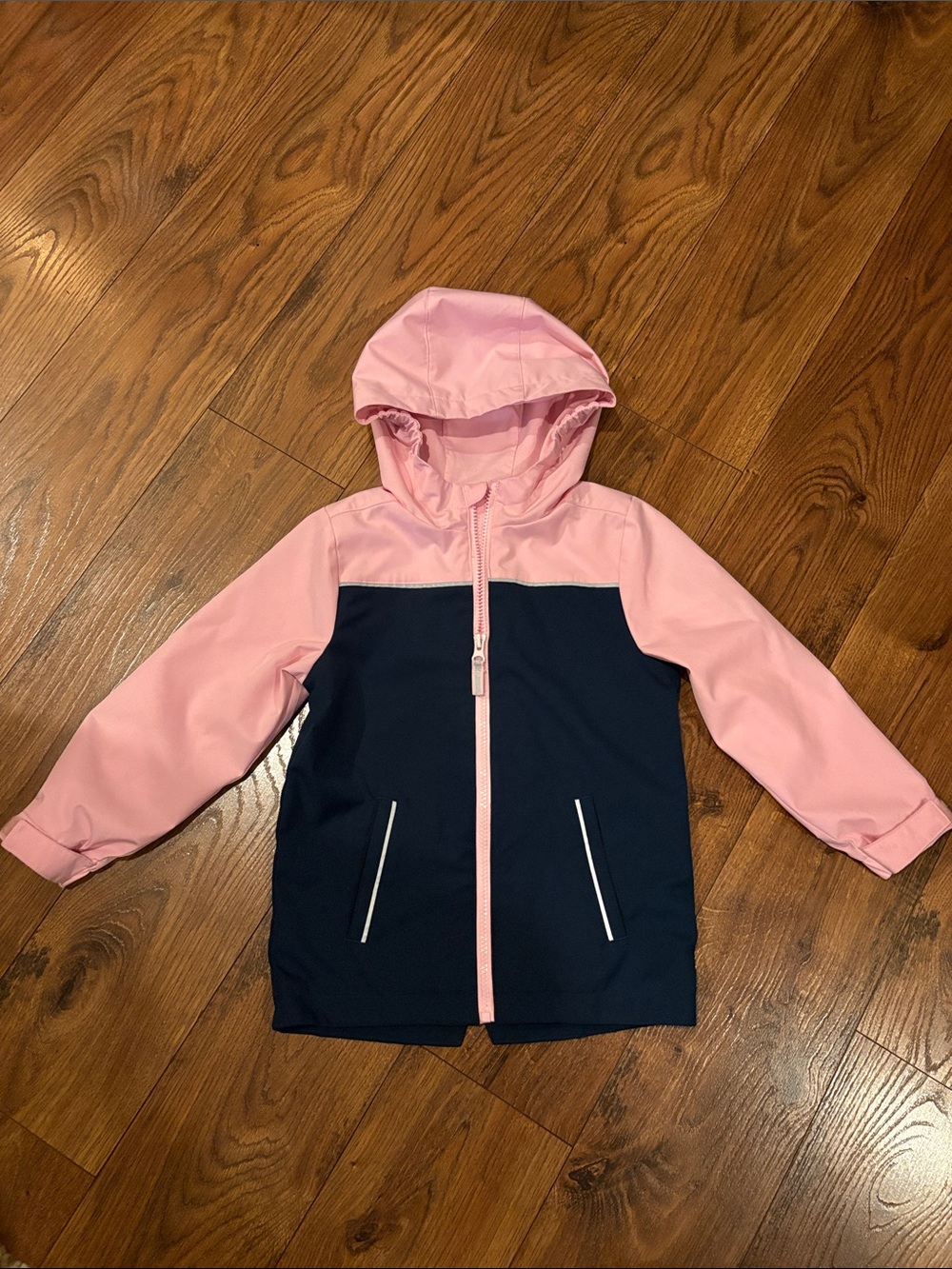 Girls Swiss Tech Pink and Navy Hooded Windbreaker Jacket